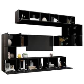 Set dulapuri tv, 10 piese, negru, pal, 3 image