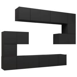 Set dulapuri tv, 10 piese, negru, pal, 2 image