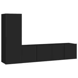 Set dulapuri tv, 3 piese, negru, pal, 2 image