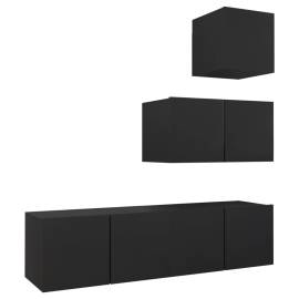 Set dulapuri tv, 4 piese, negru, pal, 2 image