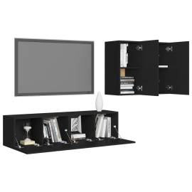 Set dulapuri tv, 4 piese, negru, pal, 3 image