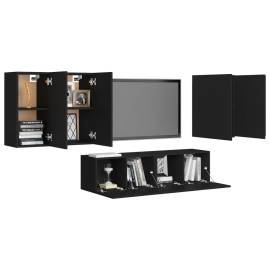 Set dulapuri tv, 6 piese, negru, pal, 3 image