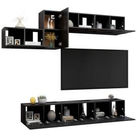 Set dulapuri tv, 7 piese, negru, pal, 3 image