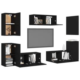 Set dulapuri tv, 7 piese, negru, pal, 3 image