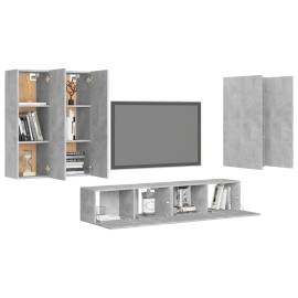 Set de dulapuri tv, 6 piese, gri beton, pal, 3 image