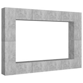 Set de dulapuri tv, 8 piese, gri beton, pal, 2 image