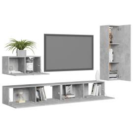 Set dulap tv, 4 piese, gri beton, pal, 3 image
