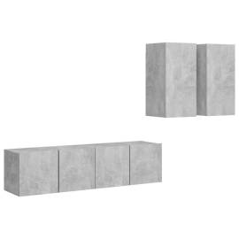 Set dulapuri tv, 4 buc., gri beton, pal, 2 image