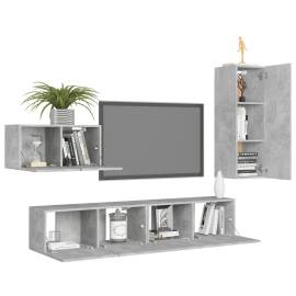 Set dulapuri tv, 4 piese, gri beton, pal, 3 image