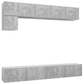 Set dulapuri tv, 5 piese, gri beton, pal, 2 image