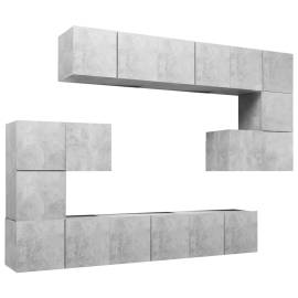 Set de dulapuri tv, 10 piese, gri beton, pal, 2 image