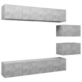 Set dulapuri tv, 6 piese, gri beton, pal, 2 image
