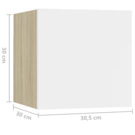 Noptiere, 2 buc., alb și stejar sonoma, 30,5x30x30cm, pal, 11 image