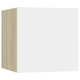 Noptiere, 2 buc., alb și stejar sonoma, 30,5x30x30cm, pal, 5 image