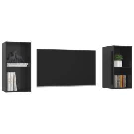 Dulapuri tv montaj pe perete, 2 buc., negru extralucios, pal, 3 image