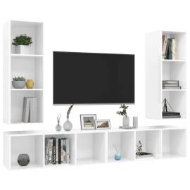 Dulapuri tv montaj pe perete, 4 buc., alb extralucios, pal, 3 image
