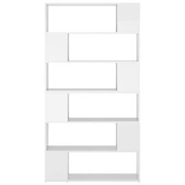 Bibliotecă/separator cameră, alb extralucios, 100x24x188 cm, 5 image