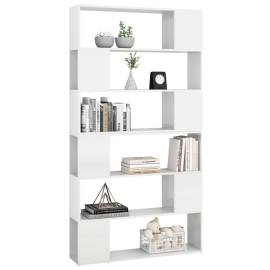 Bibliotecă/separator cameră, alb extralucios, 100x24x188 cm, 4 image