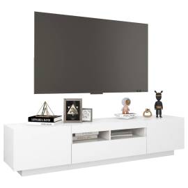 Comodă tv cu lumini led, alb, 180x35x40 cm, 6 image