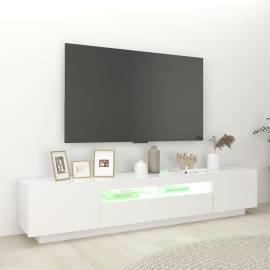 Comodă tv cu lumini led, alb, 200x35x40cm, 4 image