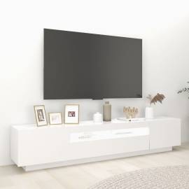 Comodă tv cu lumini led, alb, 200x35x40cm, 5 image