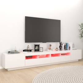 Comodă tv cu lumini led, alb, 260x35x40 cm, 5 image