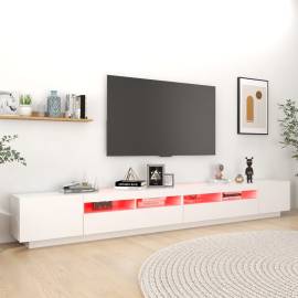Comodă tv cu lumini led, alb, 300x35x40cm, 4 image