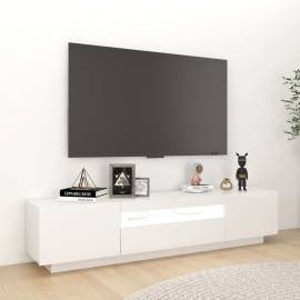 Comodă tv cu lumini led, alb extra lucios, 180x35x40 cm, 5 image