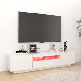Comodă tv cu lumini led, alb extra lucios, 180x35x40 cm, 3 image