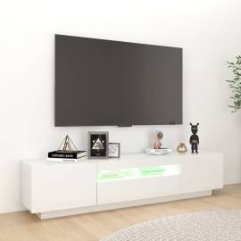 Comodă tv cu lumini led, alb extra lucios, 180x35x40 cm, 4 image