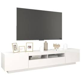 Comodă tv cu lumini led, alb extralucios, 200x35x40 cm, 6 image