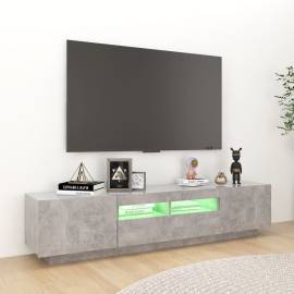 Comodă tv cu lumini led, gri beton, 180x35x40 cm, 3 image