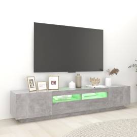 Comodă tv cu lumini led, gri beton, 200x35x40 cm, 4 image