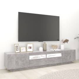 Comodă tv cu lumini led, gri beton, 200x35x40 cm, 3 image