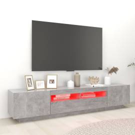 Comodă tv cu lumini led, gri beton, 200x35x40 cm, 5 image