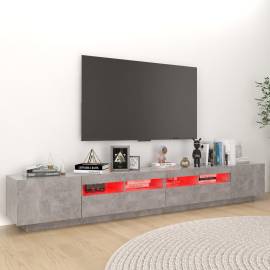 Comodă tv cu lumini led, gri beton, 260x35x40 cm, 4 image
