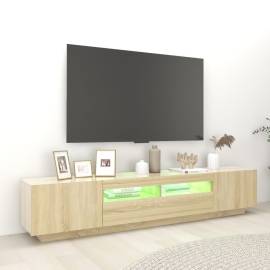 Comodă tv cu lumini led, stejar sonoma, 200x35x40 cm, 5 image
