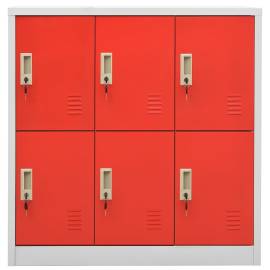 Dulapuri vestiar 2 buc. gri deschis și roșu 90x45x92,5 cm oțel, 4 image