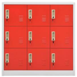 Dulapuri vestiar 2 buc. gri deschis și roșu 90x45x92,5 cm oțel, 4 image