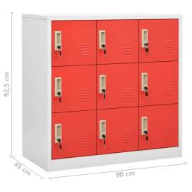 Dulapuri vestiar 2 buc. gri deschis și roșu 90x45x92,5 cm oțel, 9 image