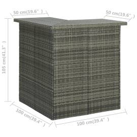 Masă de bar colțar, gri, 100 x 50 x 105 cm, poliratan, 7 image
