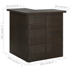 Masă de bar colțar, maro, 100 x 50 x 105 cm, poliratan, 7 image