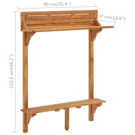 Masă de bar pentru balcon, 90x37x122,5 cm, lemn masiv de acacia, 8 image