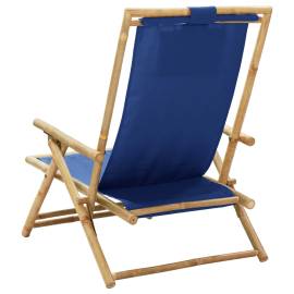 Scaun rabatabil de relaxare, bleumarin, bambus & țesătură, 5 image