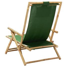 Scaun rabatabil de relaxare, verde, bambus & țesătură, 4 image