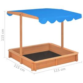 Cutie de nisip cu acoperiș ajustabil, 115x115x115 cm, lemn brad, 10 image