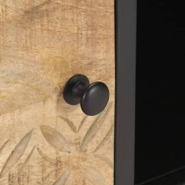 Comodă tv cu ușă sculpată, 130 x 30 x 40 cm, lemn mango brut, 3 image