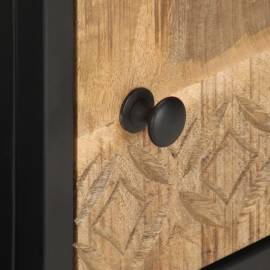 Comodă tv cu ușă sculpată, 90 x 30 x 40 cm, lemn de mango brut, 3 image