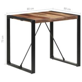 Masă de sufragerie 80x80x75 cm, lemn masiv cu finisaj sheesham, 5 image