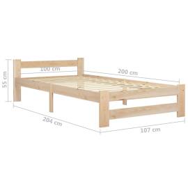 Cadru de pat, 100 x 200 cm, lemn masiv de pin, 6 image